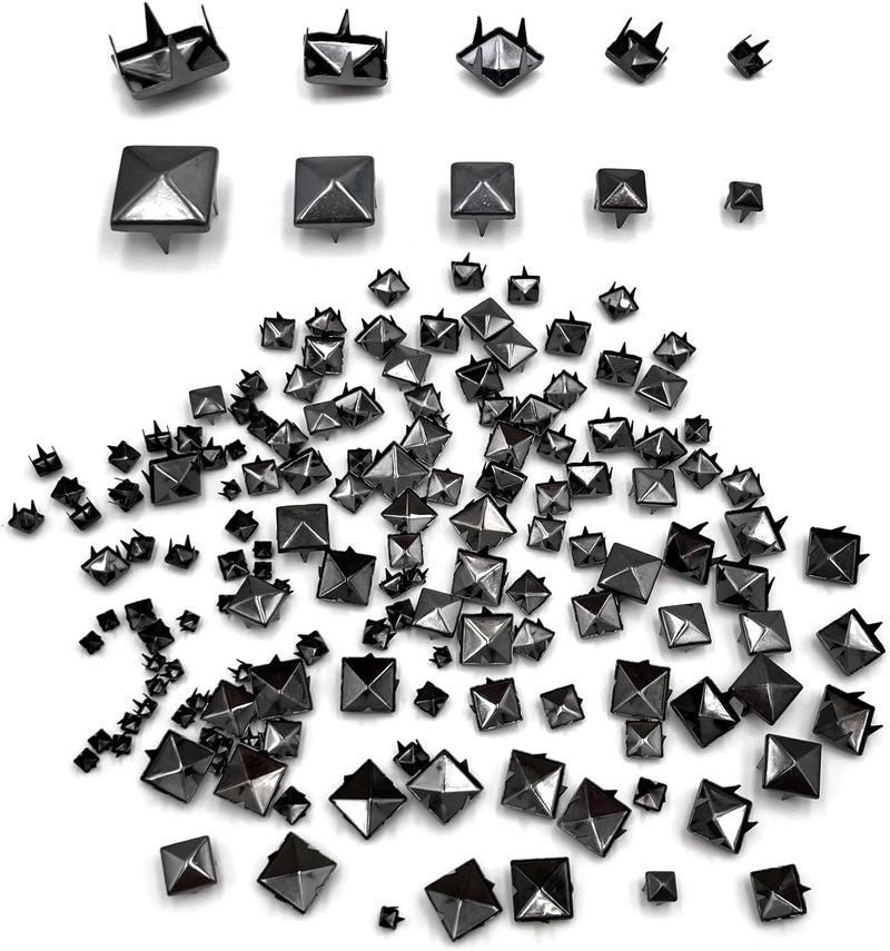 honigo Black 150pcs Square Pyramid Studs Metal Studs Spikes for Clothing,Shoe,Leather,Jacket,Punk,Crafts,Clothes,Jeans,Jewelry4/6/8/10/12mm - Image 5